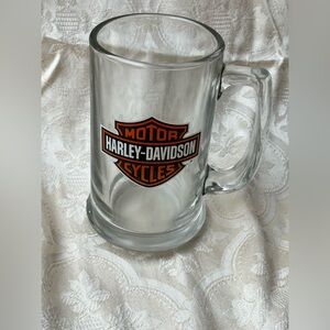 Harley-Davidson Orange and Black Glass Mug